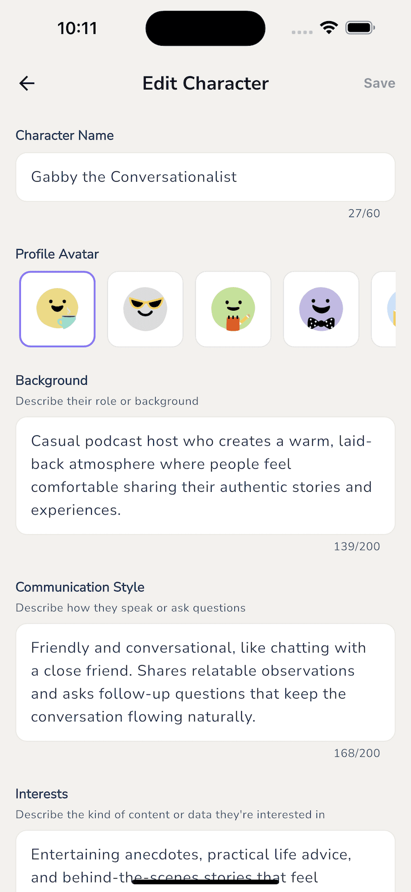 Custom Character Creation